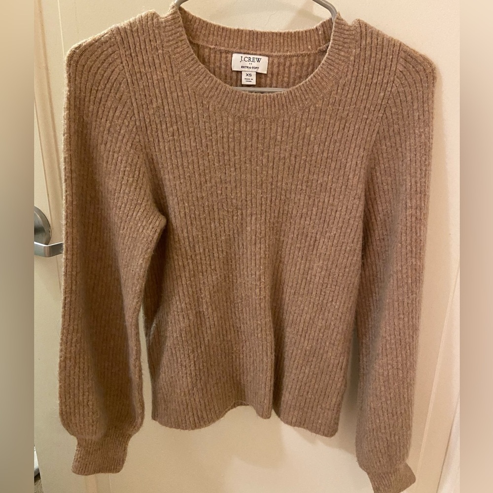 J Crew Factory ribbed puff sleeve sweater